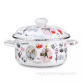 cooking enamel pot cookware pan , russian cooking pots flower decal, wholesale induction bottom aluminum cookware sets